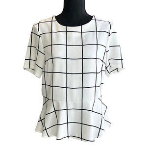 Banana Republic Womens Small Blue and White Plaid Flared Top